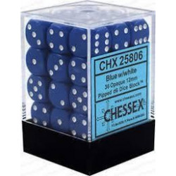 Chessex - D6 Brick 12mm Opaque Dice (36) - Blue / White