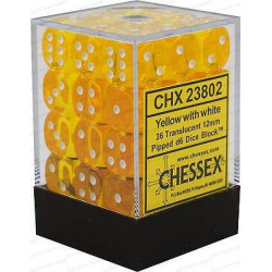 Chessex D6 Brick 12mm Translucide Dice (36) - Yellow
